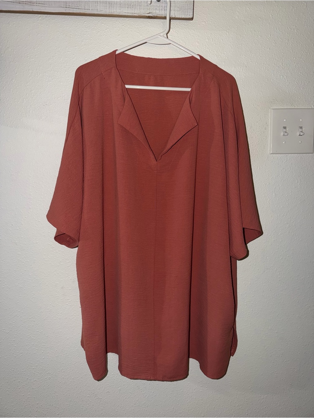 V-Neck Relaxed Tunic Top in Rust